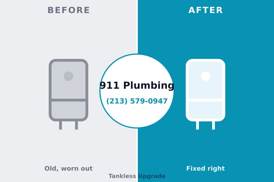 Before and after: plumbing repair Corona, CA
